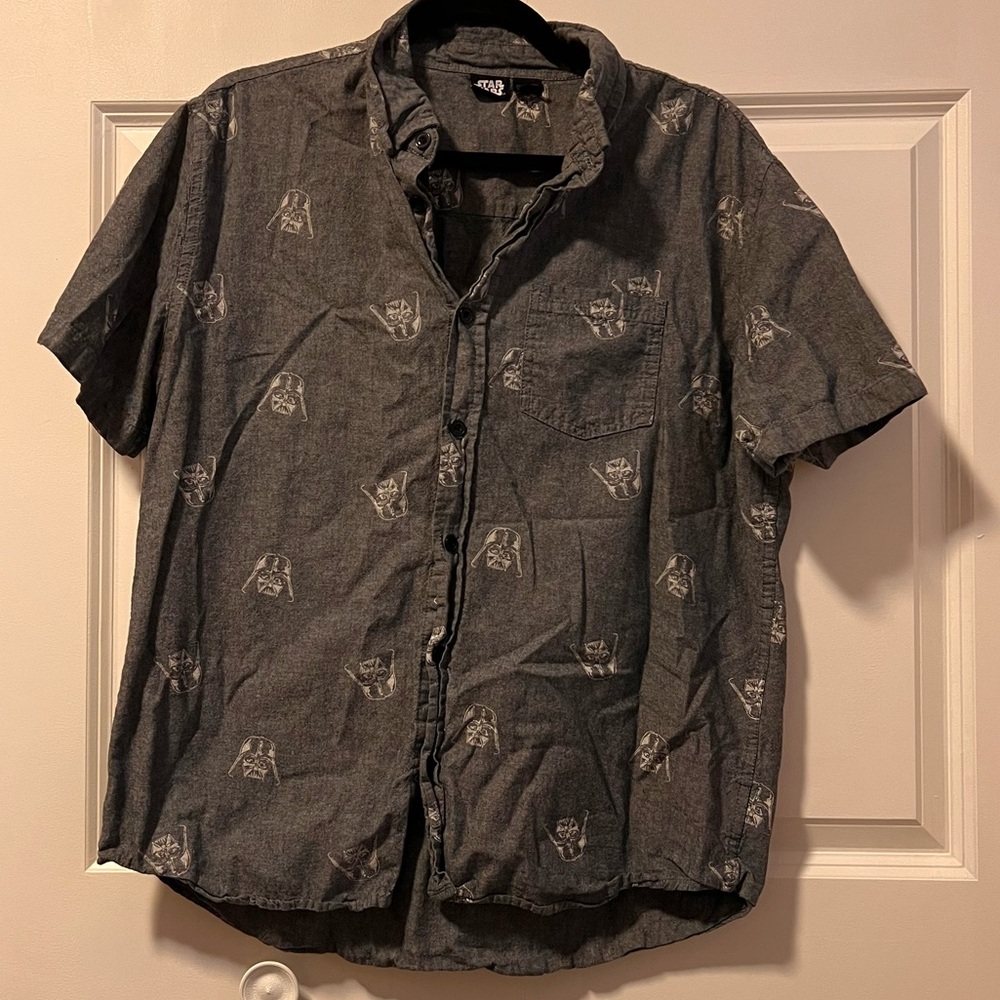 Gray Darth Vader Button Down L